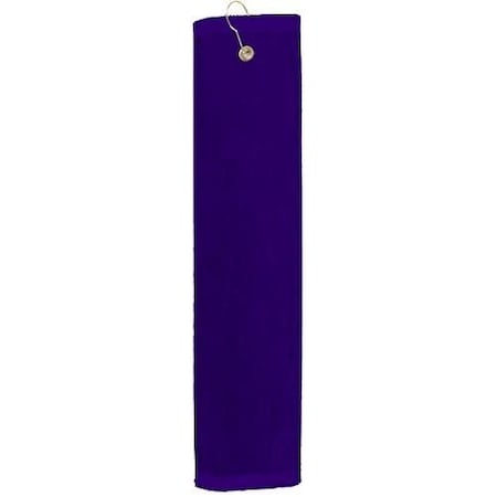 Premium 16 Inch X 26 Inch Velour Golf Towel With Tri-fold Hook & Grommet Placement-Purple